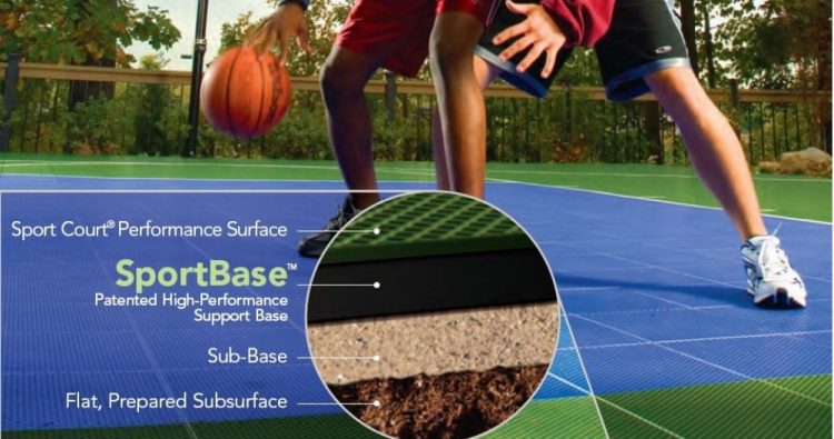 Two teenage children playing basketball against each other