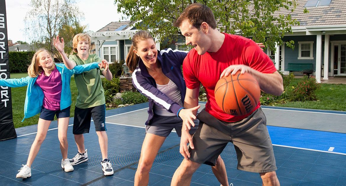 Family playing Basketball