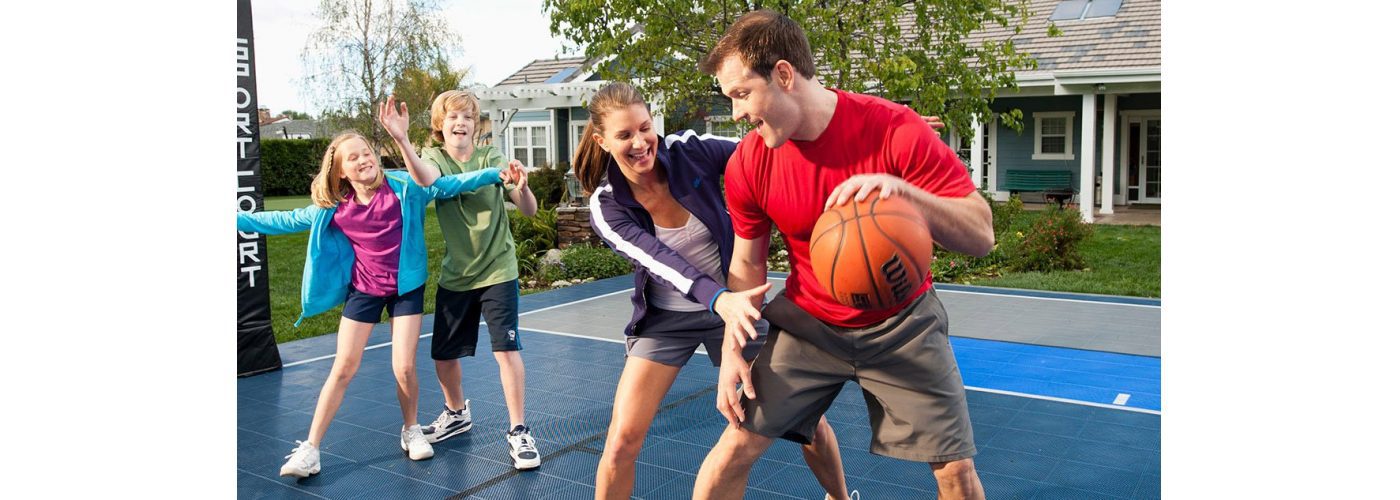 Family playing Basketball