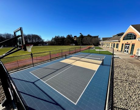 image of basketball and pickleball court and turf Peabody Senior Center
